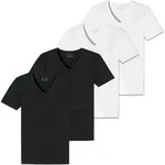 T-Shirt SCHIESSER "T-Shirt 2PACK T-shirt 4er Pack", Herren, Gr. 4XL, schwarz