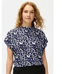 Kurzarmbluse LASCANA, Damen, Gr. 42, blau (blau leo), Web, Obermaterial: 100%