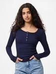 pieces Langarmshirt "PCKITTE LS TOP NOOS BC" Baumwollmischung, slim fit