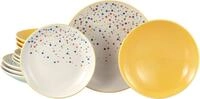 CreaTable Teller-Set "Joy, Teller Set 12-tlg." Unregelm&auml;&szlig;ige bunte Punkte, Gute