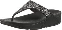 Zehentrenner FITFLOP "LULU CRYSTAL", Damen, Gr. 36, schwarz, Textil, Glitzer, Schuhe
