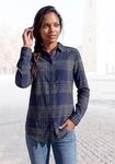 Hemdbluse LASCANA "aus weichem Flanell mit Karomuster", Damen, Gr. 34, grau (blau,