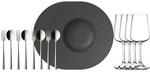 Geschirr-Set VILLEROY & BOCH "Manufacture Rock Pastaset", schwarz, 16,...