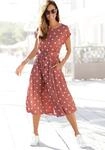 LASCANA Midikleid "mit Punktedruck und Taschen, Blusenkleid" Seitennahttaschen