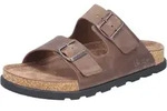 Pantolette RIEKER, Herren, Gr. 47, braun (taupe), Nubukleder, unifarben, Schuhe