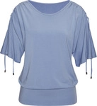 Rundhalsshirt LASCANA "mit variabler &Auml;rmell&auml;nge", Damen, Gr. 48/50, blau