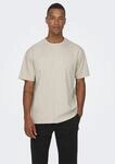 Rundhalsshirt ONLY & SONS "ONSFRED RLX SS TEE", Herren, Gr. M, silber (silber linin),