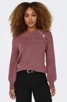 ONLY Rundhalspullover "ONLEMMA LS BUTTON ONECK EX KNT" Kunstfaser, regular fit