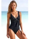 Badeanzug VIVANCE "Lorena", Damen, Gr. 40, Cup C/D, schwarz, Recycling-Polyamid,