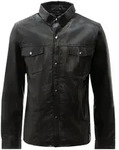 Langarmhemd RICANO "Lederhemd Lederhemd Langarm", Herren, Gr. S, N-Gr, schwarz,