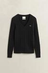 Gant Strickpullover "STRETCH COTTON CABLE V-NECK" mit Logostickerei auf der...