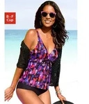 B&uuml;gel-Tankini-Top LASCANA "Sensation", Damen, Gr. 40, Cup E, bunt (schwarz,