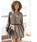 Longbluse LASCANA, Damen, Gr. 46, grau (taupe), Web, Obermaterial: 100%...
