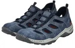 Slipper RIEKER, Herren, Gr. 42, blau, Lederimitat, Textil, unifarben mit Farbeinsatz,