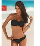 B&uuml;gel-Bandeau-Bikini BUFFALO, Damen, Gr. 36, Cup C, schwarz, Polyamid,...