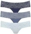 Vivance String 3er-Pack, aus elastischer Baumwolle mit floraler Spitze