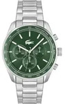 Chronograph LACOSTE "VANCOUVER", silber (silberfarben, gr&uuml;n), Armbanduhren, Herren,