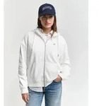 Kapuzensweatjacke GANT "SHIELD ZIP HOODIE", Damen, Gr. S, wei&szlig; (eggshell),