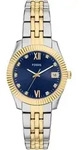 Quarzuhr FOSSIL "Scarlette", gelbgoldfarben, edelstahlfarben, blau, Armbanduhren,
