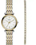 Quarzuhr FOSSIL "Carlie", gold (gelbgoldfarben, silberfarben), Armbanduhren, Damen,