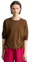 Langarmshirt MARC O'POLO DENIM "aus Organic Cotton", Damen, Gr. S, umbra braun,