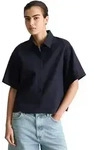 Kurzarmbluse MARC O'POLO DENIM "aus Leinen-Baumwolle-Mix", Damen, Gr. XXS, blau