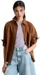 Langarmbluse MARC O'POLO DENIM "aus Leinen-Baumwolle-Mix", Damen, Gr. XXS, braun