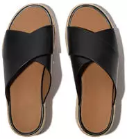Pantolette FITFLOP "PLATFFORMS ESPADRILLE LEATHER WEDGE CROSS SLIDES", Damen,...