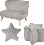 Kindersitzgruppe ROBA "Lil Sofa", grau (silbergrau), Sitzm&ouml;bel-Sets, Kinder, Samt,