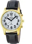 Funkuhr MASTER TIME "Sprechende Funkuhr", schwarz, goldfarben, Armbanduhren, Herren,
