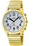 Funkuhr MASTER TIME "Sprechende Funkuhr", gold (goldfarben), Armbanduhren, Damen,