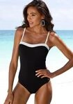 Badeanzug LASCANA "Chic", Damen, Gr. 38, Cup A/B, schwarz (schwarz, creme),