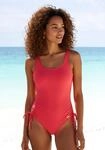 Badeanzug LASCANA, Damen, Gr. 46, Cup D, blau (koralle), Microfaser, unifarben,