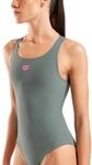 Badeanzug ARENA "W ARENA O BACK SWIMSUIT SOLID ONE PIECE", Damen, Gr. 42, N-Gr, grau