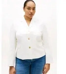 Jackenblazer TOMMY HILFIGER CURVE "CRV LINEN MIX SLIM BLAZER", Damen, Gr. 50, th