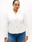 Jackenblazer TOMMY HILFIGER CURVE "CRV LINEN MIX SLIM BLAZER", Damen, Gr. 50, th