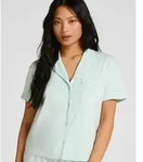 Pyjama HUNKEM&Ouml;LLER "Kurz&auml;rmelige Jersey-Jacke Essential", Damen, Gr. XS,...