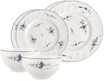Geschirr-Set VILLEROY & BOCH "Basic-Set Vieux Luxembourg 6er Set wei&szlig;-blau", bunt