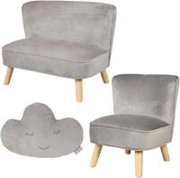 Kindersitzgruppe ROBA "Lil Sofa", grau (silbergrau), Sitzm&ouml;bel-Sets, Kinder, Samt,