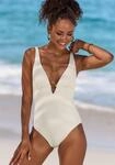 Badeanzug LASCANA "Fay", Damen, Gr. 42, Cup A/B, beige (creme), Obermaterial:...