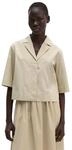 Kurzarmbluse MARC O'POLO "aus Popeline-Stretch", Damen, Gr. 46, linen beige,