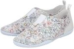 Slipper RIEKER, Damen, Gr. 36, bunt (wei&szlig; multi), Glattleder, Lederimitat, Schuhe