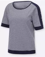 Kurzarmshirt CASUAL LOOKS "Ringelshirt", Damen, Gr. 42, marine, wei&szlig;,...