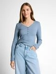 Henleyshirt TOM TAILOR DENIM, Damen, Gr. S, blau (mid blau wei&szlig; stripe),...