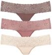 Vivance String 3er-Pack, aus elastischer Baumwolle mit floraler Spitze