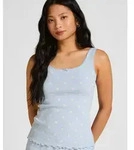 Pyjama HUNKEM&Ouml;LLER "Pointelle Singlet", Damen, Gr. XS, blau, 95% Baumwolle, 5%