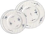 Geschirr-Set VILLEROY & BOCH "Teller-Set Vieux Luxembourg 4er Set wei&szlig;-blau", bunt