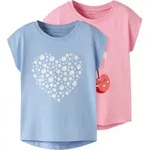 T-Shirt NAME IT "NMFVIGEA 2P CAPSL TOP", M&auml;dchen, Gr. 92, pink drink pack:serenity,