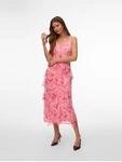 Vero Moda Tr&auml;gerkleid "VMSMILLA S/L V-NECK LONG FRILL DRESS WVN" Kunstfaser