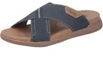 Pantolette RIEKER, Herren, Gr. 40, blau (nachtblau), Nubuklederimitat, unifarben mit